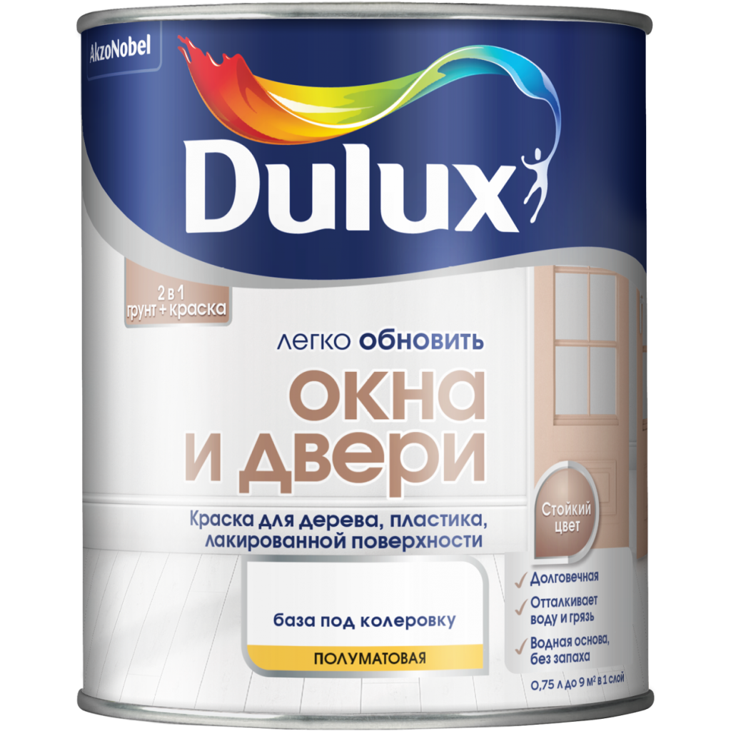 КРАСКА DULUX Окна и Двери полуматовая 0,75л