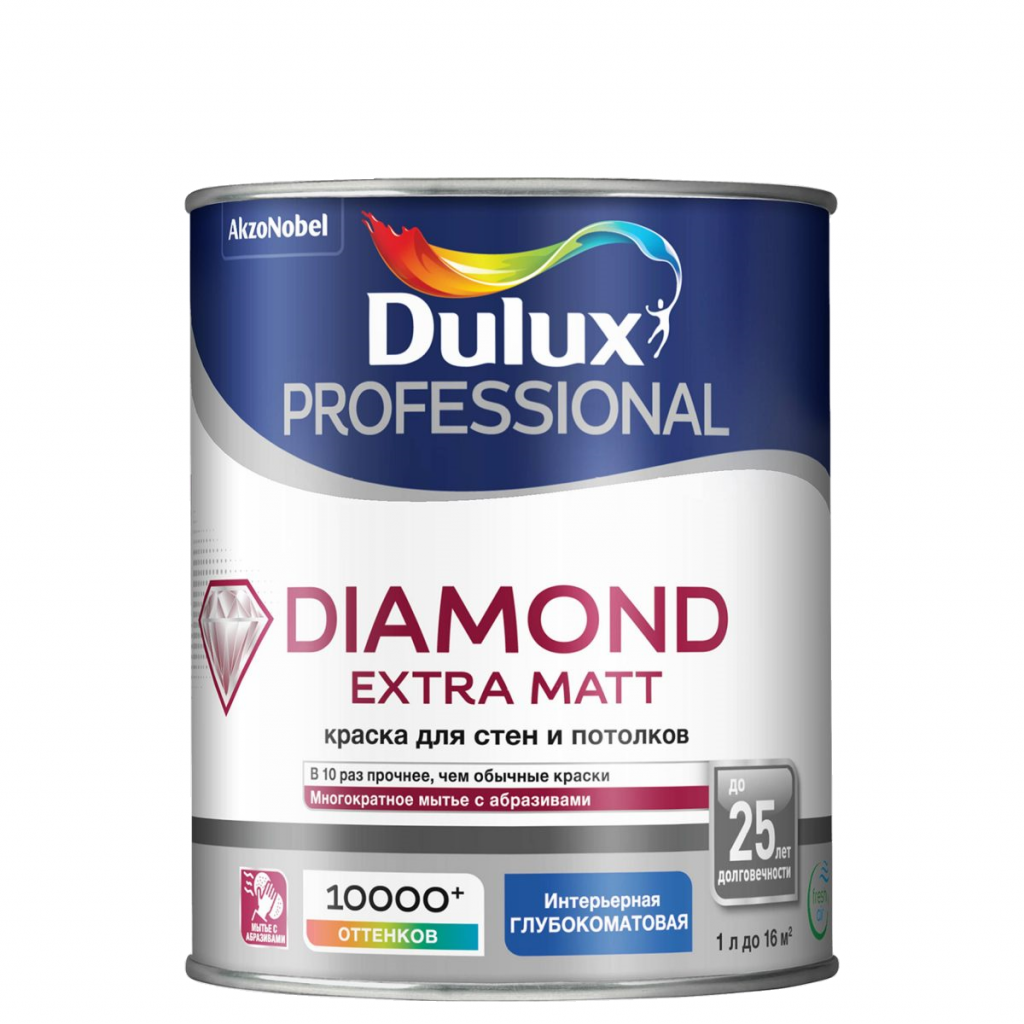 Dulux Diamond Extra Matt 1л глубокоматовая для стен и потолков экстрапрочная