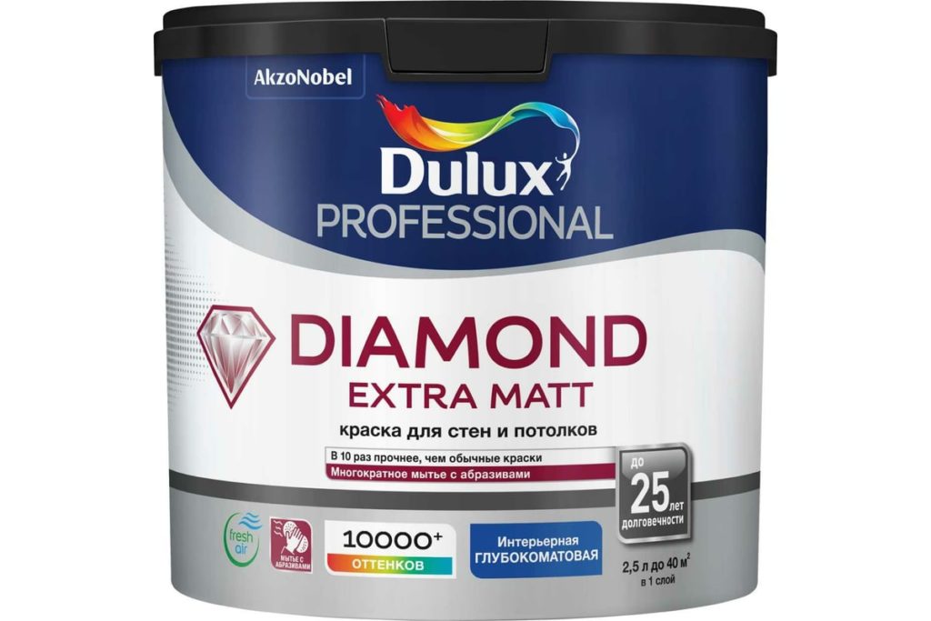 Dulux Diamond Extra Matt 2,5л глубокоматовая для стен и потолков экстрапрочная