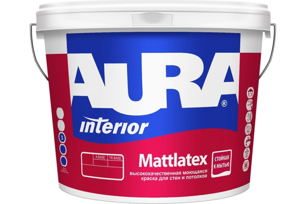 Aura Mattlatex 0,9л моющаяся для стен и потолков матовая