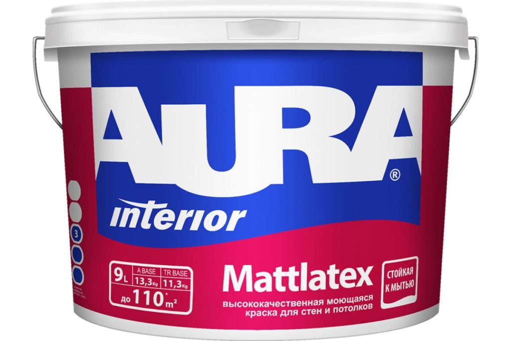 Aura Mattlatex 9л моющаяся для стен и потолков матовая