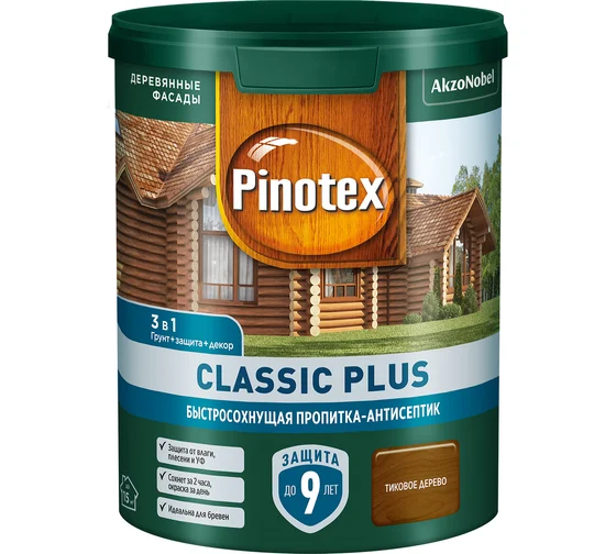 Pinotex Classic Plus 0,9л Тиковое Дерево