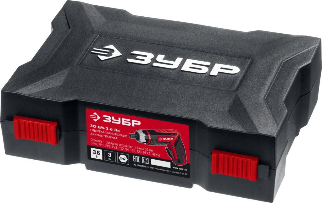 ЗУБР ViX-T 3.6В аккумуляторная отвертка-трансформер, кейс, 10 бит
